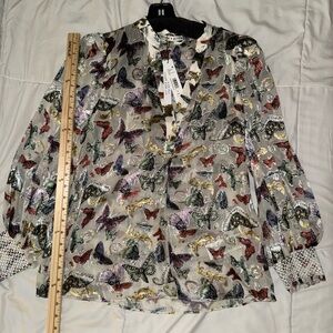 Alice + Olivia Multicolor Butterfly Print Blouse